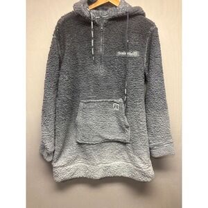 Avalanche 1/4 Zip Sherpa Fleece Hoodie Mens Gray Ombre Logo Pullover Pocket